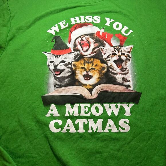 Ugly Christmas Sweater meowy cat Christmas sweater 2xl green - Picture 4 of 9